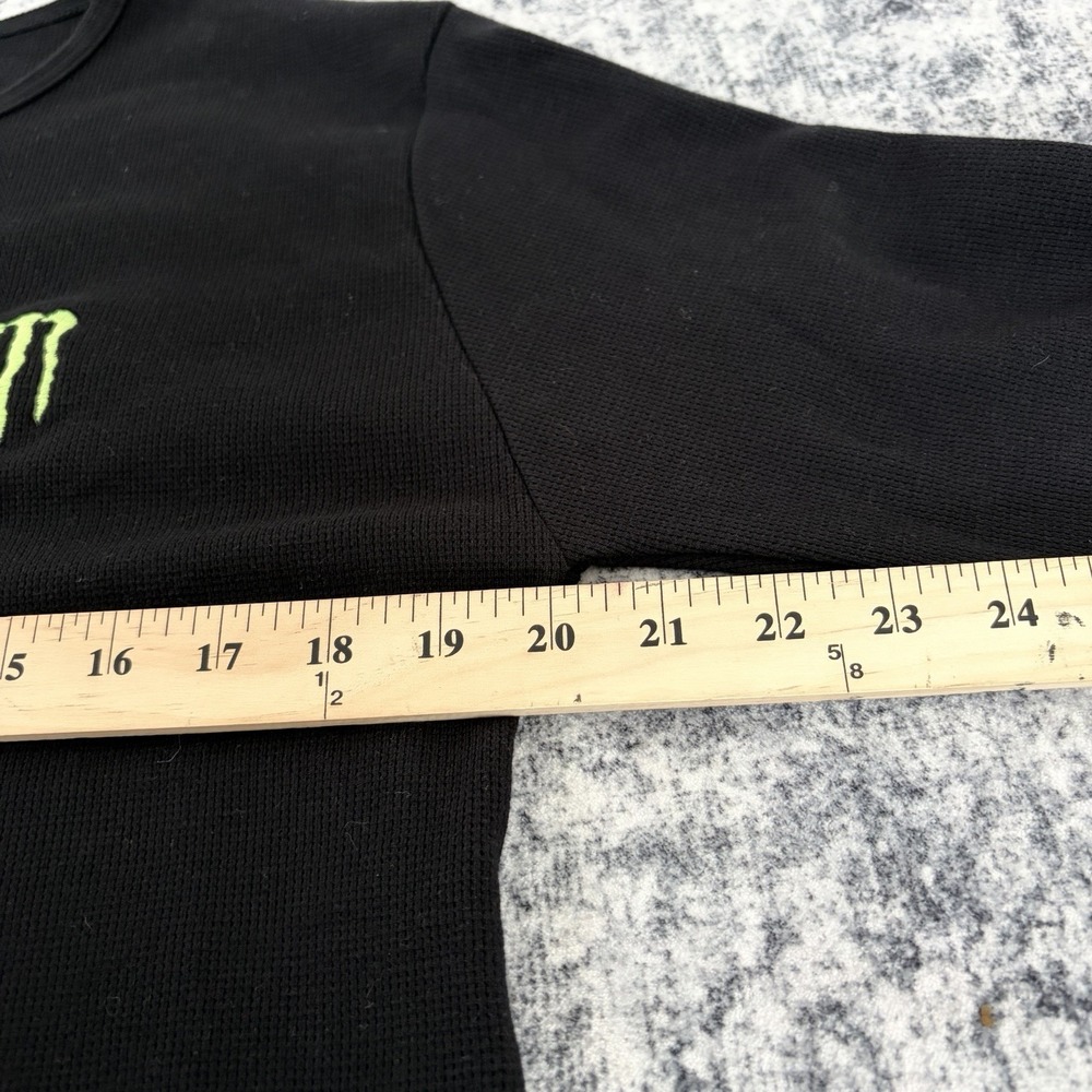 Monster Energy Waffle Knit Thermal Shirt Mens XL Black Long Sleeve Embroidered - Picture 6 of 7